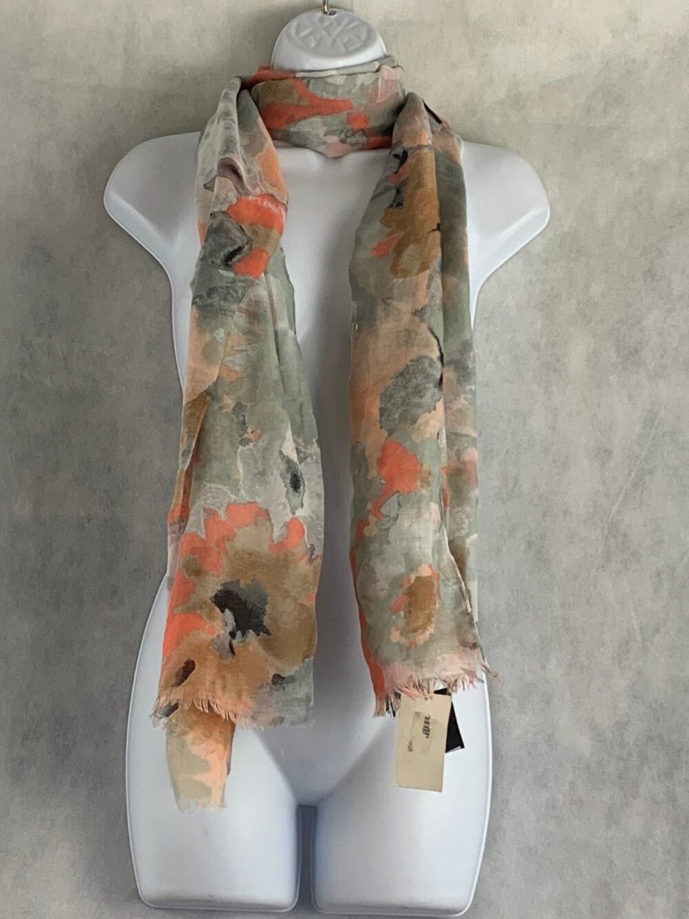 Cejon Watercolor Floral Day Oversize Wrap Scarf, Neutral Gray Multi, One Size